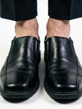 NUNN BUSH BLACK LEATHER SLIP-ON DRESS SHOES MEN'S SIZE 8.5 M
